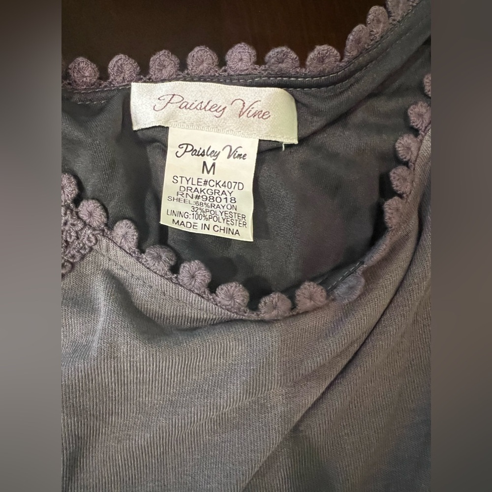 Paisley Vine tunic dress size medium gray - Picture 3 of 4